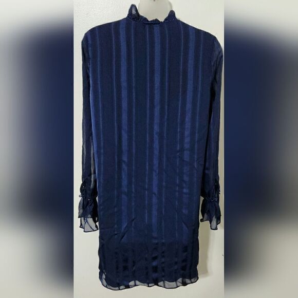 L'academie The 70s Ruffles Sleeve Dress Navy Small - Picture 7 of 10